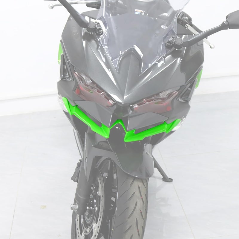 XIDAODIT for Kawasaki Ninja 500 Z500 Ninja500 Motorcycle Front Fairing Winglet Aerodynamic Spoiler Beak Nose Cone Extension Fixed Wing Kit(Green) - Image 2